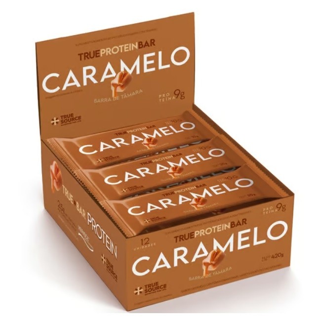 True Protein Bar Display (12 unid. 35g) - Sabor: Caramelo