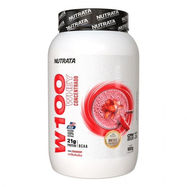 100% Whey (900g) - Sabor: Morango