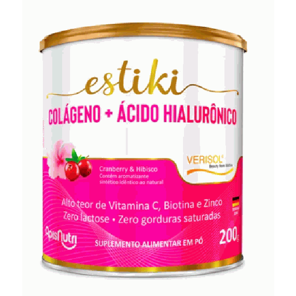 Estiki Colágeno + Ácido Hialurônico (200g) - Sabor: Cranberry com Hibisco