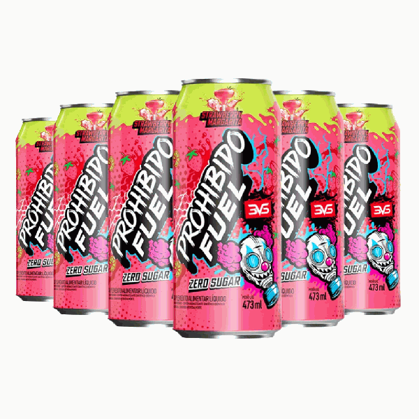 Prohibido Fuel Pré-Treino Drink Pack (6 unid. de 473ml) - Sabor: Strawberry Margarita