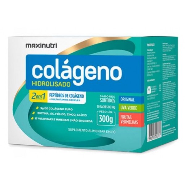 Colágeno Hidrolisado 2 em 1 (30 Sachês de 10g) - Sabor: Sortidos