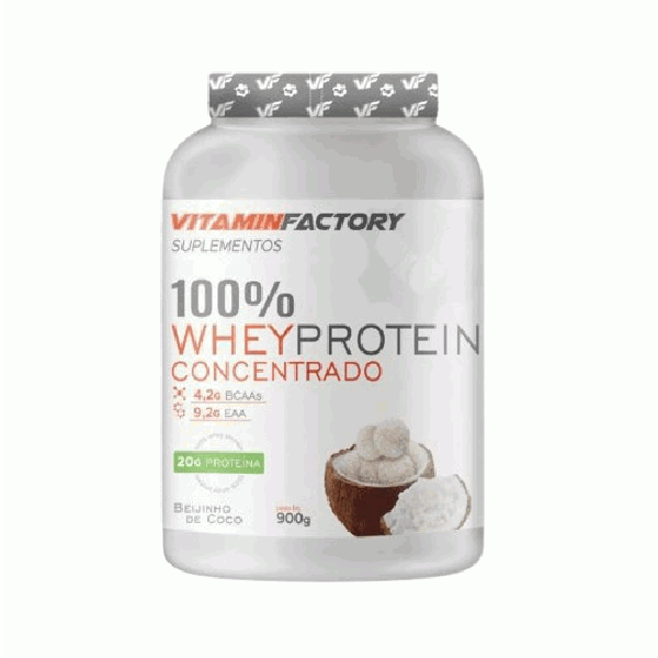 100% Whey Concentrado Pote (900g) - Sabor: Beijinho de Coco
