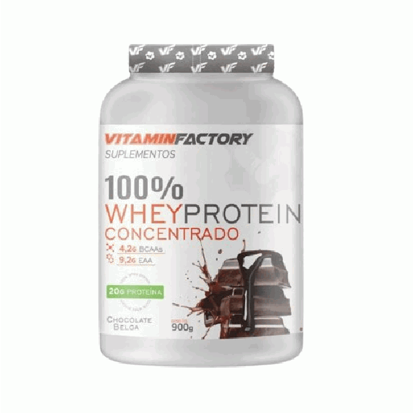 100% Whey Concentrado Pote (900g) - Sabor: Chocolate Belga