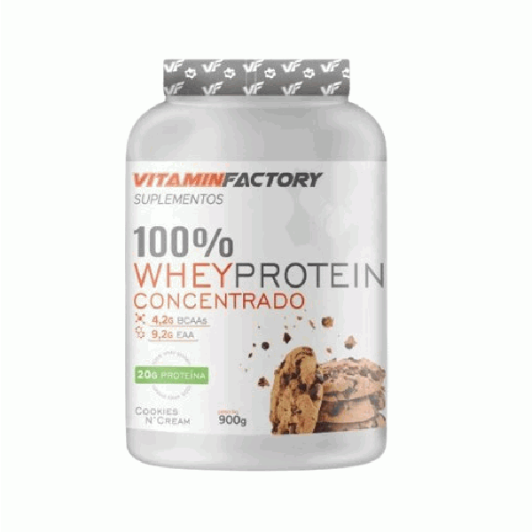100% Whey Concentrado Pote (900g) - Sabor: Cookies e Cream