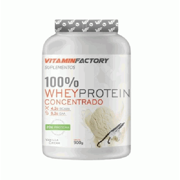 100% Whey Concentrado Pote (900g) - Sabor: Baunilha