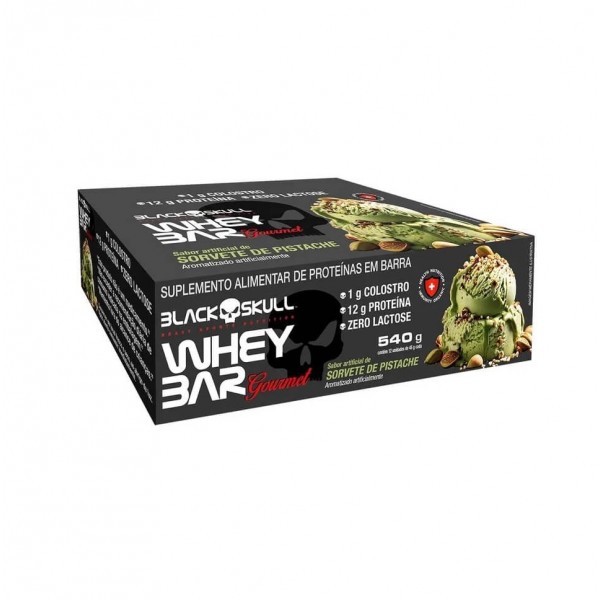 Whey Bar Gourmet (Caixa 12 unid. 45g) - Sabor: Sorvete de Pistache