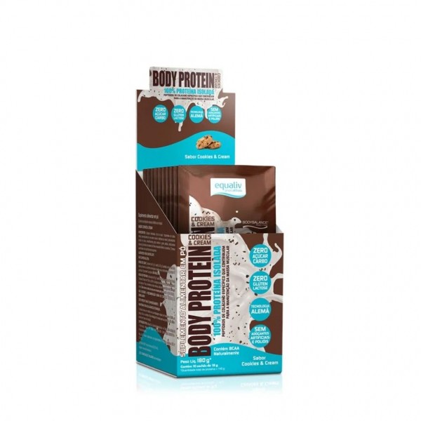 Body Protein Display (10 sachês 20g) - Sabor: Cookies e Cream (10 sachês 18g)