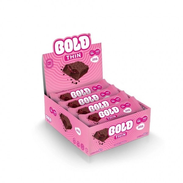 Bold Bar Thin (Display 12 unid de 40g) - Sabor: Trufa de Morango.