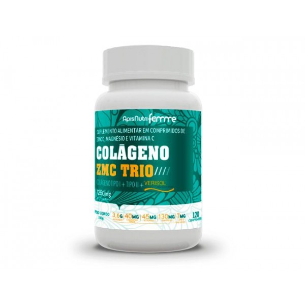 Colágeno ZMC TRIO Verisol + Tipo I + Tipo II 1250mg (120 caps) - Padrão: Único