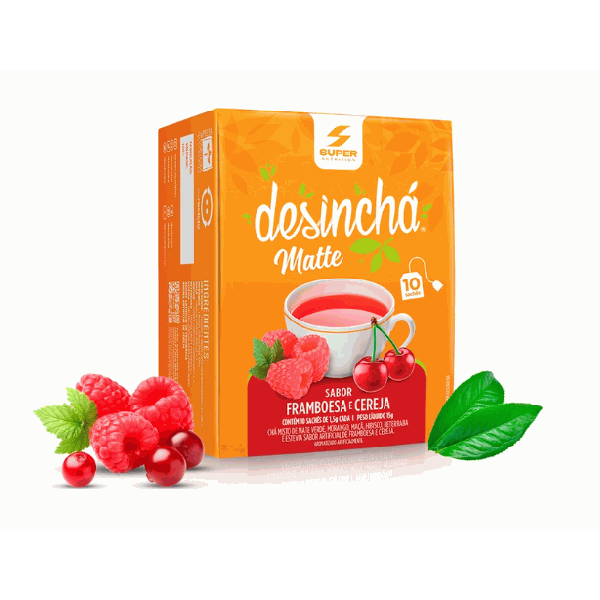 Desinchá Matte (10 sachês) - Sabor: Framboesa e Cereja