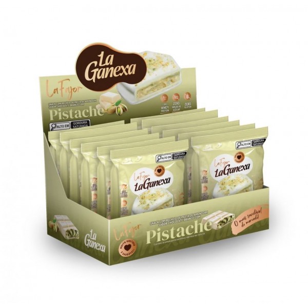 La Fajor La Ganexa Display (12 unid. 50g) - Sabor: Chocolate Branco c/ Pistache