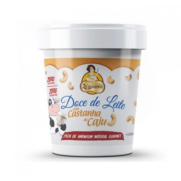 Pasta de Amendoim Integral Gourmet (1,05kg) - Sabor: Doce de Leite c/ Castanha de Caju
