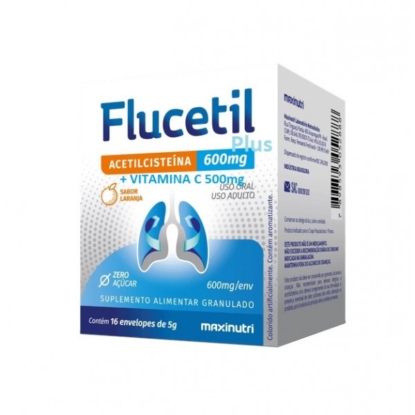 Flucetil Plus (16 envelopes de 5g) - Sabor: Laranja