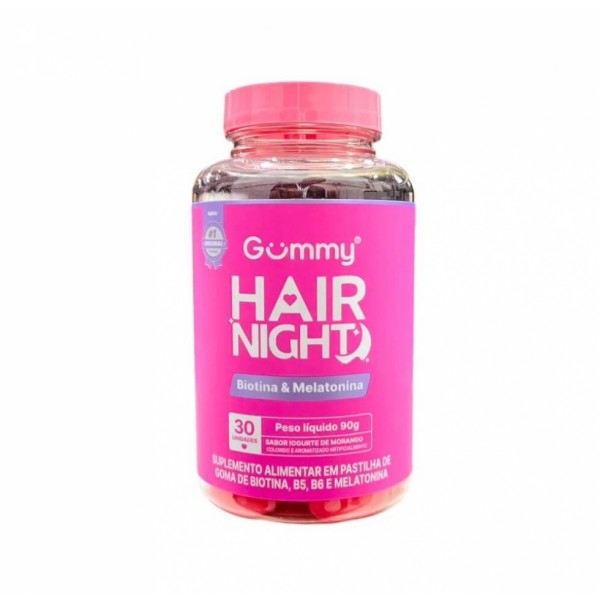 Gummy Hair Night (30 gomas) - Sabor: Iogurte de Morango