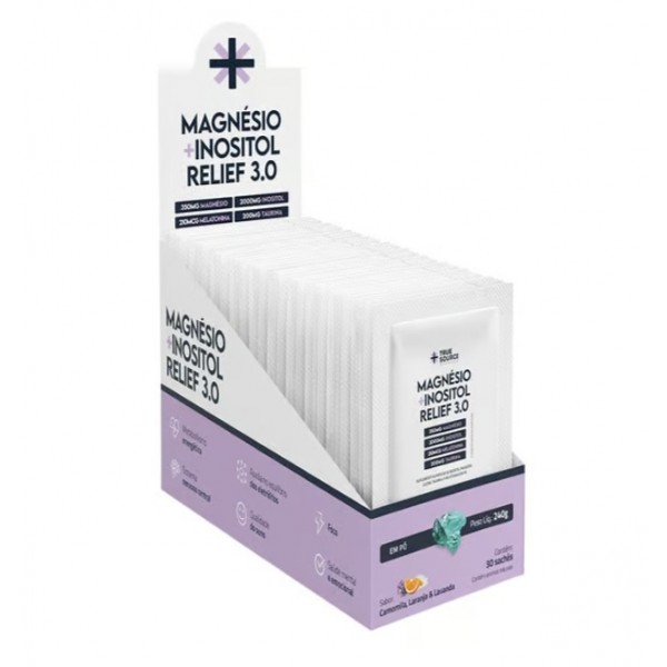 Magnésio + Inositol Relief 3.0 Display (30 sachês 8g) - Sabor: Camomila, Laranja e Lavanda