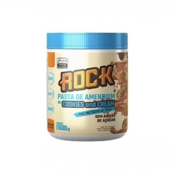 Pasta de Amendoim Whey Rock (600g) - Sabor: Cookies and Cream