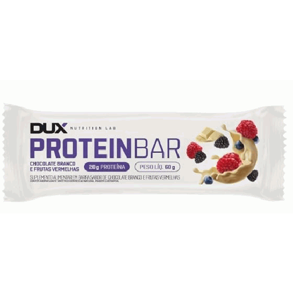 Dux Protein Bar (60g) - Sabor: Chocolate branco c/ Frutas vermelhas