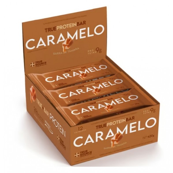 True Protein Bar Display (12 unid. 35g) - Sabor: Caramelo