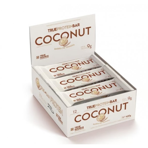 True Protein Bar Display (12 unid. 35g) - Sabor: Coconut