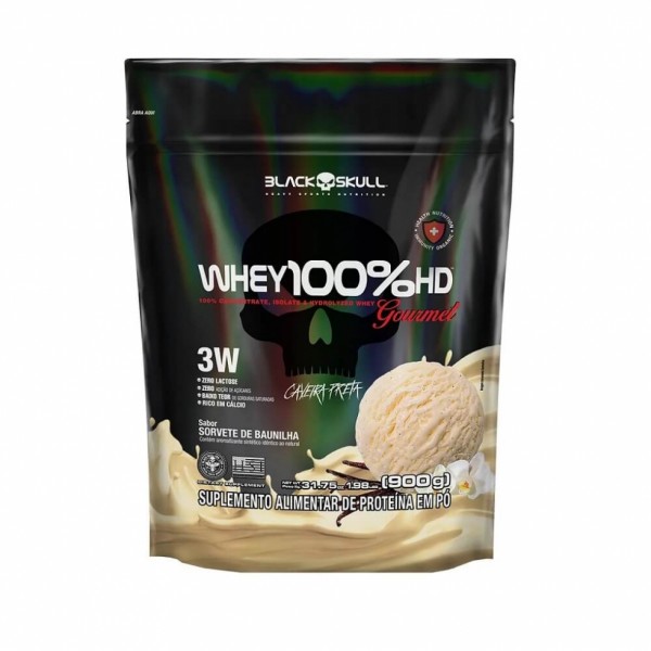 Whey 100% HD Gourmet Refil (900g) - Sabor: Sorvete de Baunilha