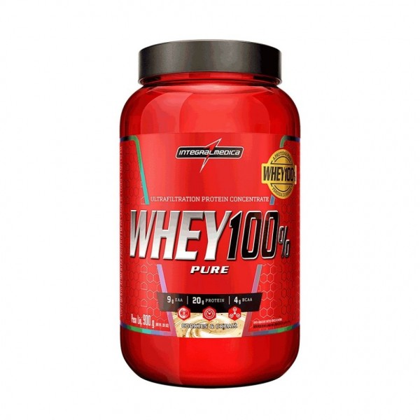 Whey 100% Pure Pote (907g) - Sabor: Cookies e Cream.