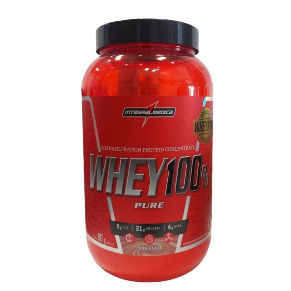 Whey 100% Pure Pote (907g) - Sabor: Morango