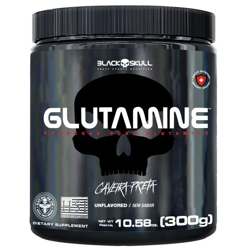 Glutamine Caveira Preta (300g) - Sabor: Sem Sabor