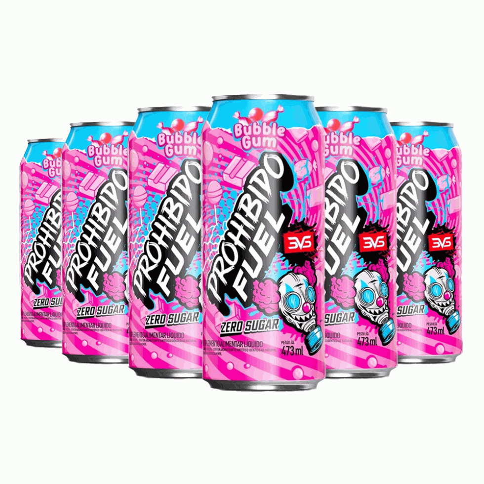 Prohibido Fuel Pré-Treino Drink Pack (6 unid. de 473ml) - Sabor: Bubble Gum