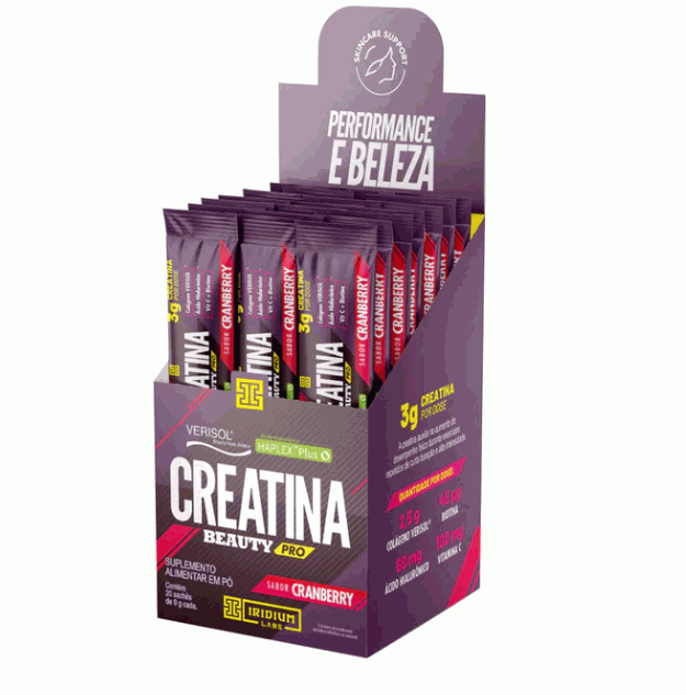 Creatine Beauty Pro Stick (Display com 20 saches - 9g) - Sabor: Cranberry