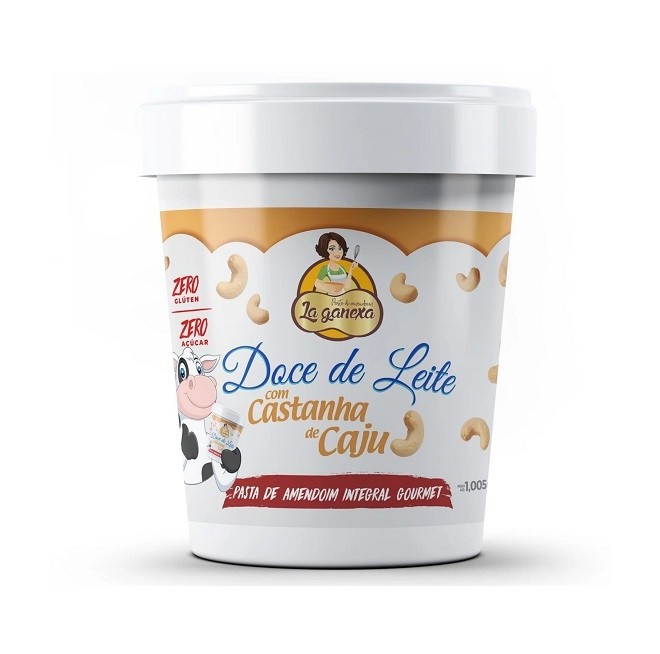 Pasta de Amendoim Integral Gourmet (1,05kg) - Sabor: Doce de Leite c/ Castanha de Caju