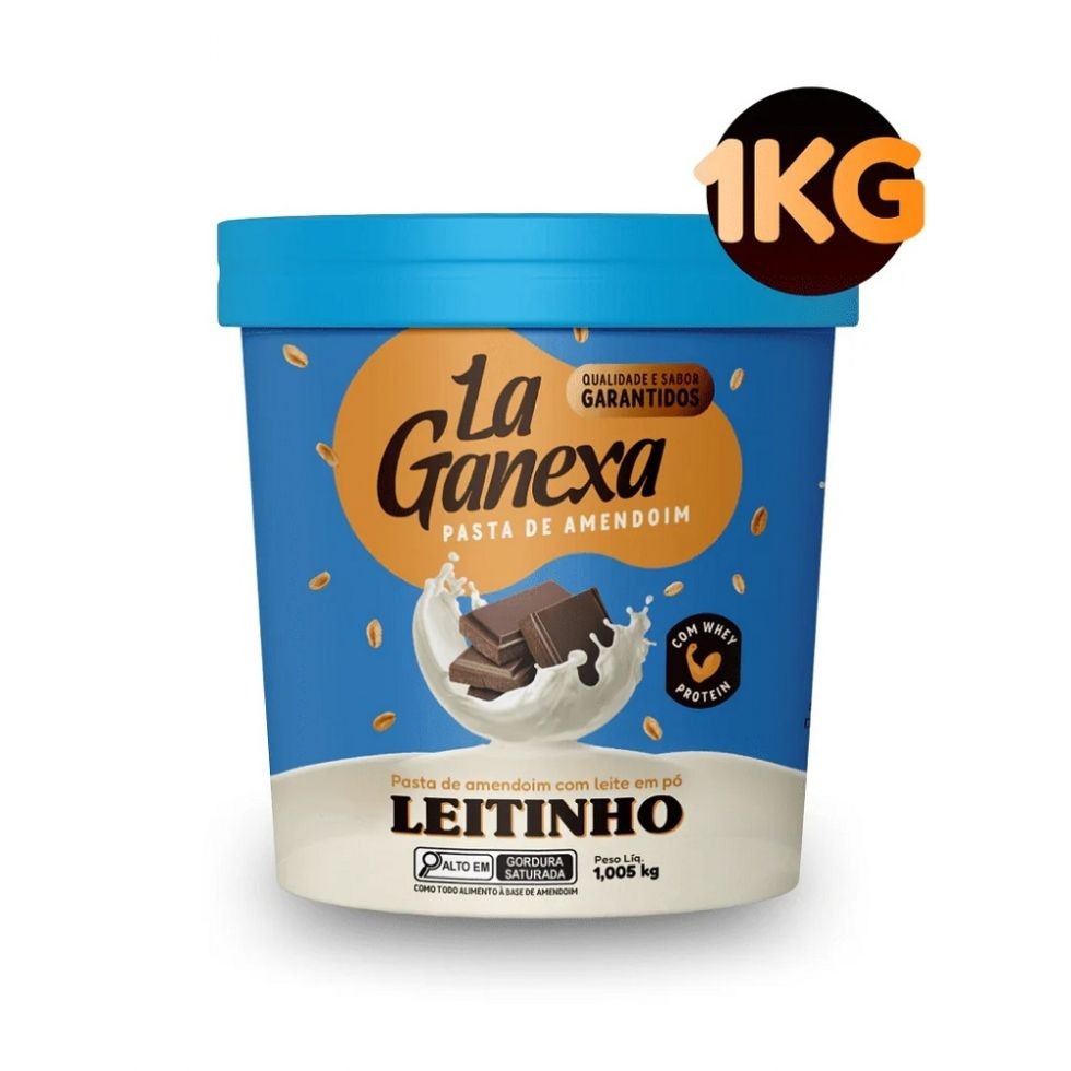Pasta de Amendoim Integral Gourmet (1,05kg) - Sabor: Leitinho c/ Whey Protein