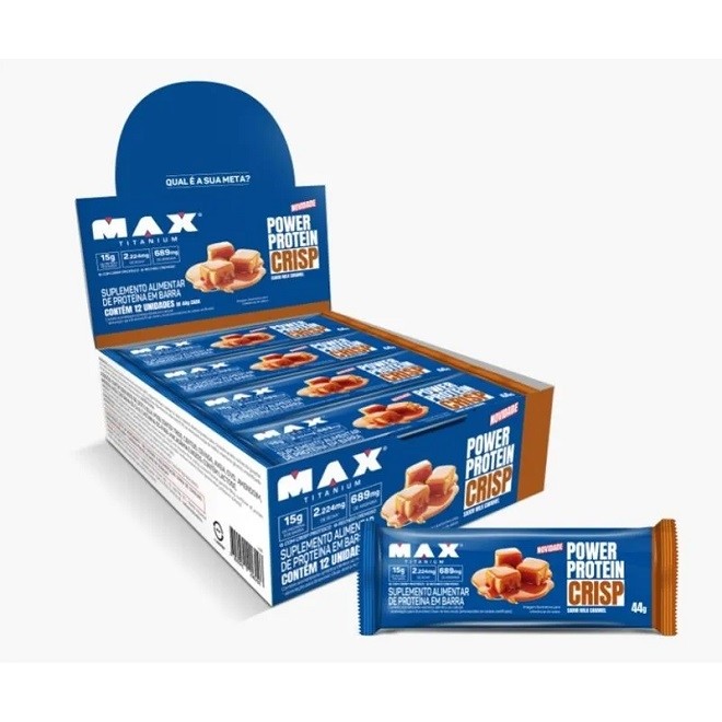 Power Protein Crisp Bar Display (12 unid. 44g) - Sabor: Milk Caramel